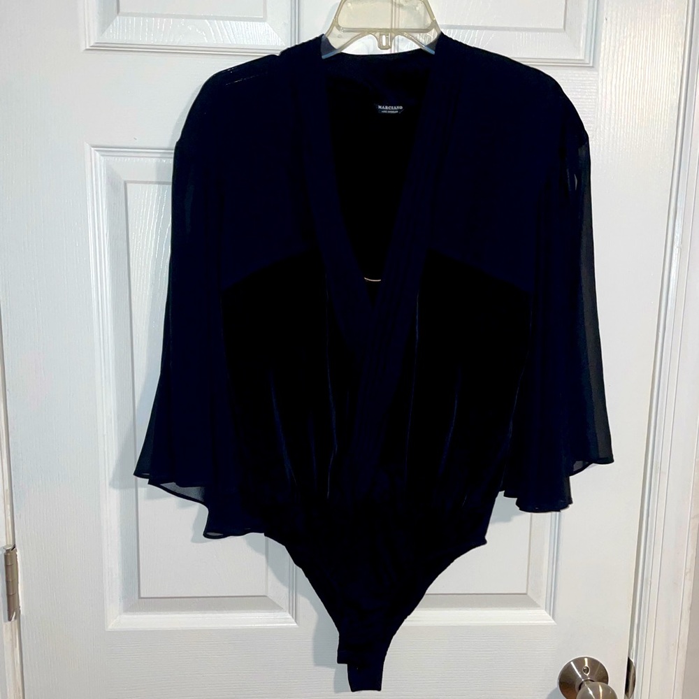 Sexy black Marciano flowy sleeved bodysuit